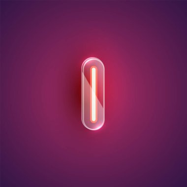 Plastik kutulu gerçekçi neon I karakteri, illu vektörü