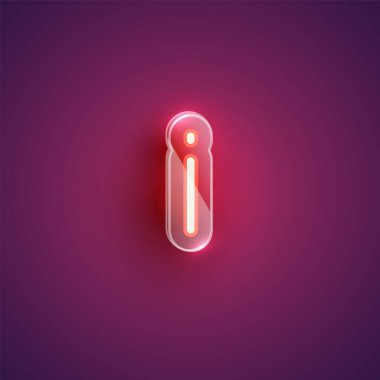 Plastik kutulu gerçekçi neon I karakteri, illu vektörü
