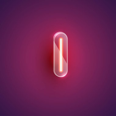 Plastik kutulu gerçekçi neon L karakteri, illu vektörü