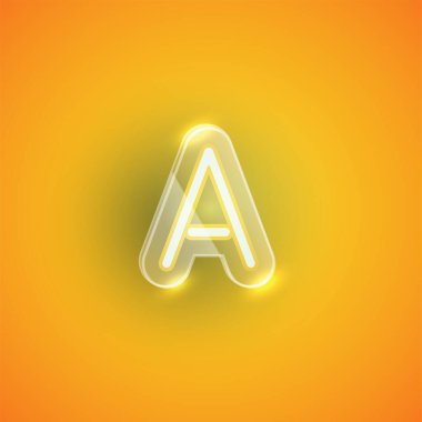 Gerçekçi neon ışığı. Plastik kaplı bir karakter. İllu vektörü.