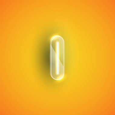 Plastik kutulu gerçekçi neon I karakteri, illu vektörü