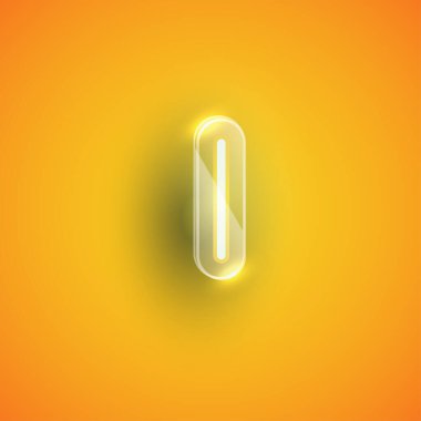 Plastik kutulu gerçekçi neon L karakteri, illu vektörü