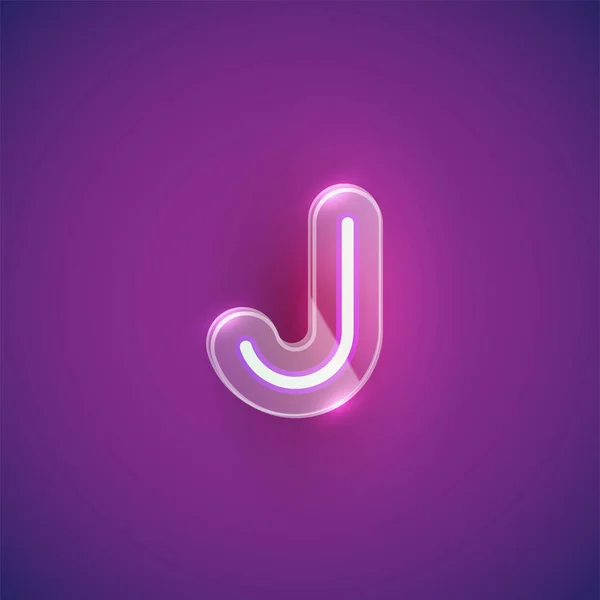 Ρεαλιστικός χαρακτήρας νέον J με πλαστική θήκη γύρω, διάνυσμα illu — Διανυσματικό Αρχείο