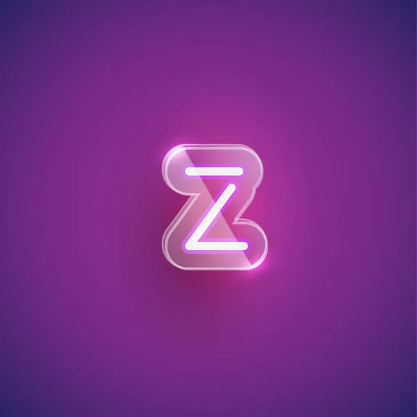 Realista neon Z karakter műanyag tok körül, vektor illu — Stock Vector