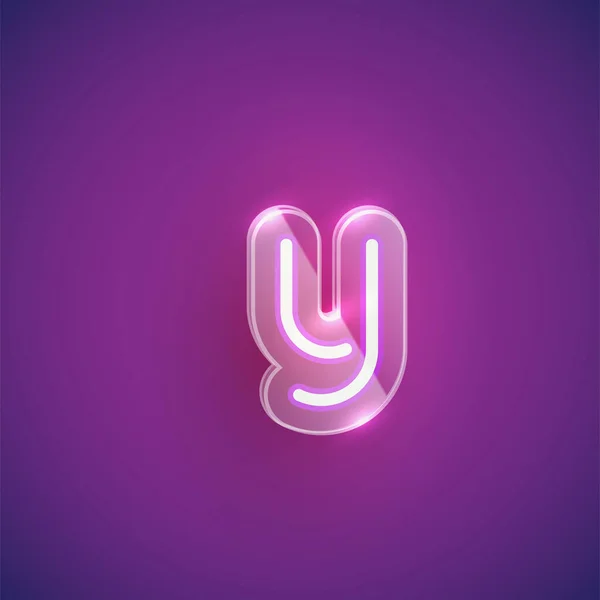 Caractère réaliste néon Y avec boîtier en plastique autour, vecteur illu — Image vectorielle