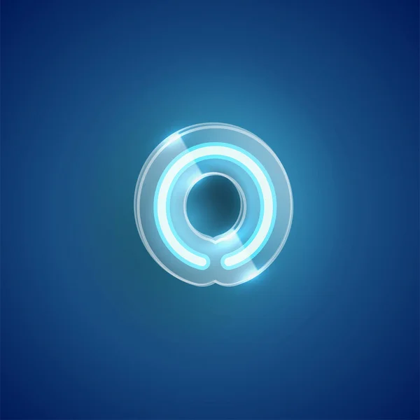 Realistisk neon O karaktär med plastfodral runt, vektor illu — Stock vektor