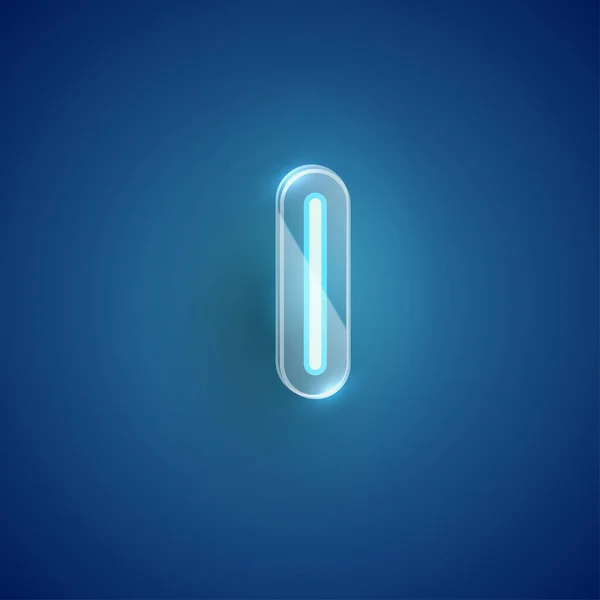 Realistische neon L karakter met plastic kast rond, vector illu — Stockvector