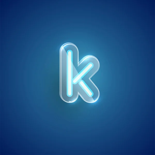 Realistisk neon K karaktär med plastfodral runt, vektor illu — Stock vektor