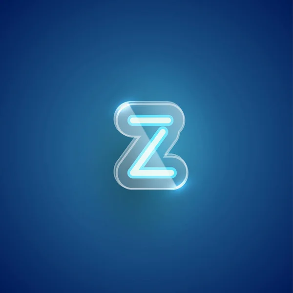 Realistic neon Z character with plastic case around, vector illu — Stock Vector