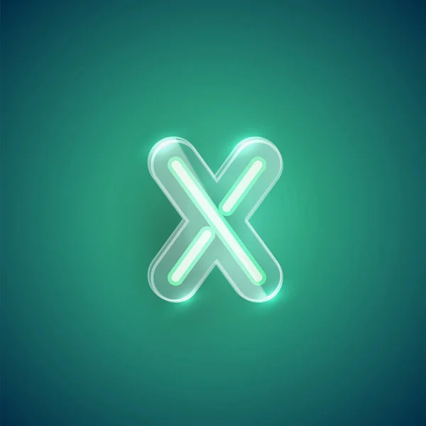 Personagem X neon realista com caixa de plástico ao redor, illu vetor — Vetor de Stock