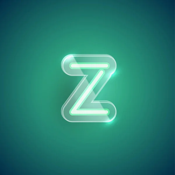 Realista neon Z karakter műanyag tok körül, vektor illu — Stock Vector