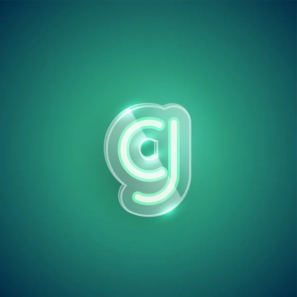 Caractère néon G réaliste avec boîtier en plastique autour, vecteur illu — Image vectorielle