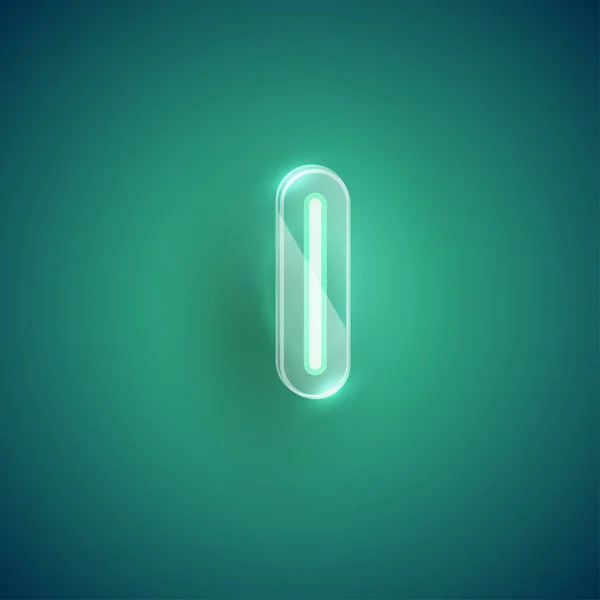 Realistische neon L karakter met plastic kast rond, vector illu — Stockvector