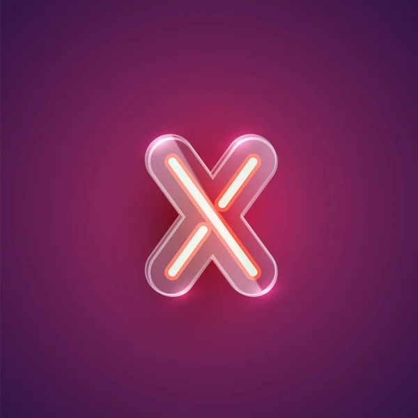 Personagem X neon realista com caixa de plástico ao redor, illu vetor — Vetor de Stock
