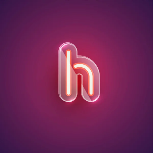 Ρεαλιστικός χαρακτήρας neon H με πλαστική θήκη γύρω, διάνυσμα illu — Διανυσματικό Αρχείο