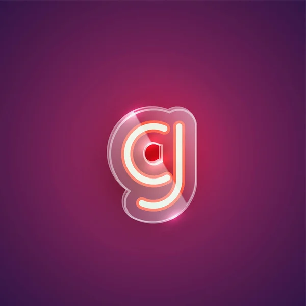 Realista neon G karakter műanyag tok körül, vektor illu — Stock Vector