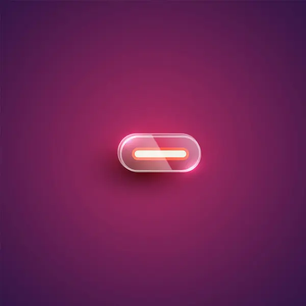 Caractère néon réaliste "moins" avec boîtier en plastique autour, vecto — Image vectorielle