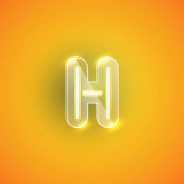 Carattere realistico al neon H con custodia in plastica intorno, illu vettoriale — Vettoriale Stock