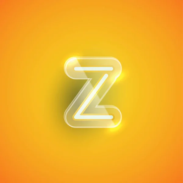 Realistisch neon Z karakter met plastic omhulsel, vector illu — Stockvector