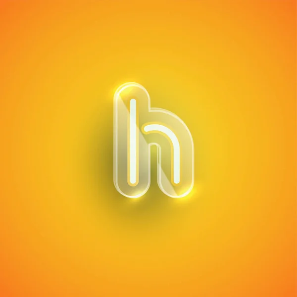 Reális neon H karakter műanyag tok körül, vektor illu — Stock Vector