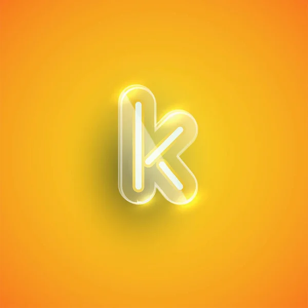 Realistisk neon K karaktär med plastfodral runt, vektor illu — Stock vektor