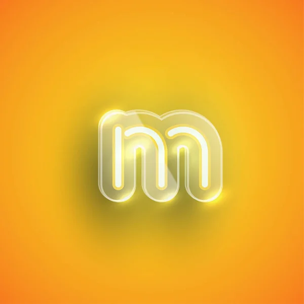 Realistic neon M character with plastic case around, vector illu — Stock Vector