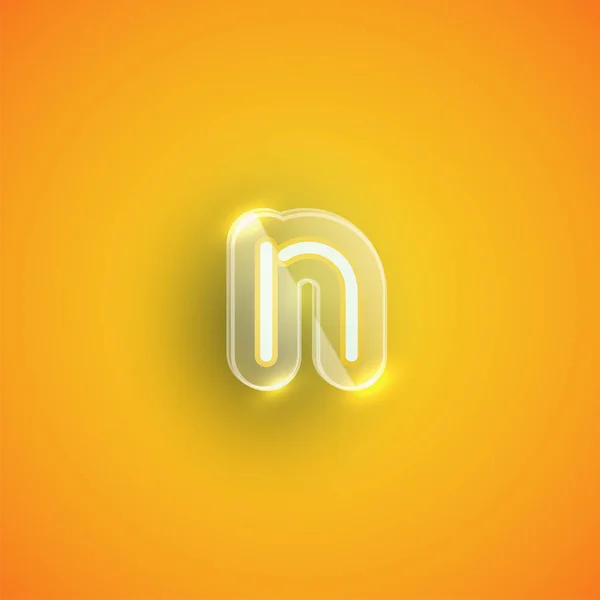 Realista neon N karakter műanyag tok körül, vektor illu — Stock Vector