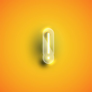 Plastik kutu AR ile gerçekçi neon 'ünlem işareti' karakteri