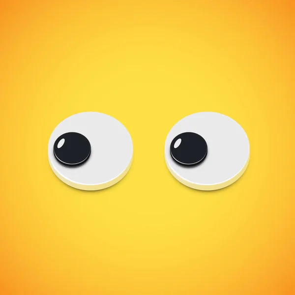 Yellow high-detailed emoticon eyes looking left, vector illustra — Stock Vector