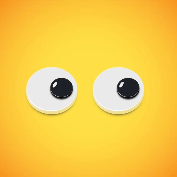 Amarelo alto-detalhado emoticon olhos olhando para a direita, vetor illustr —  Vetores de Stock