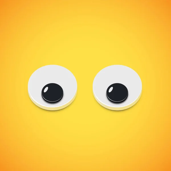 Żółte, bardzo szczegółowe oczy emotikonu patrzące w dół, wektor illustra — Wektor stockowy