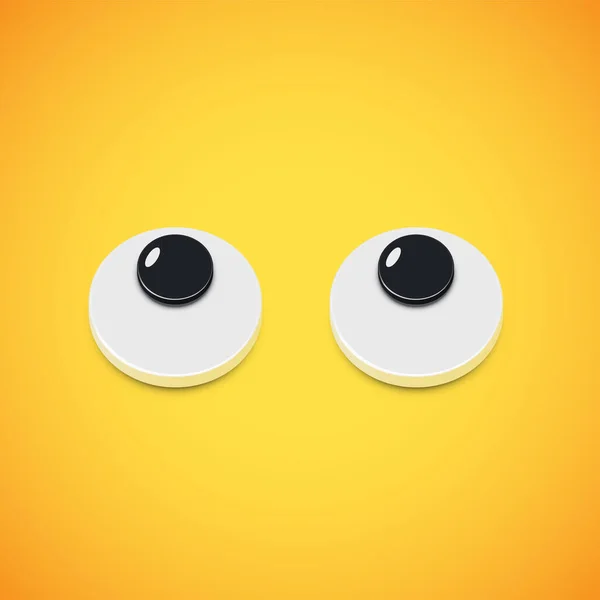 Mata emoticon kuning dengan detail mendongak, vector illustrati - Stok Vektor