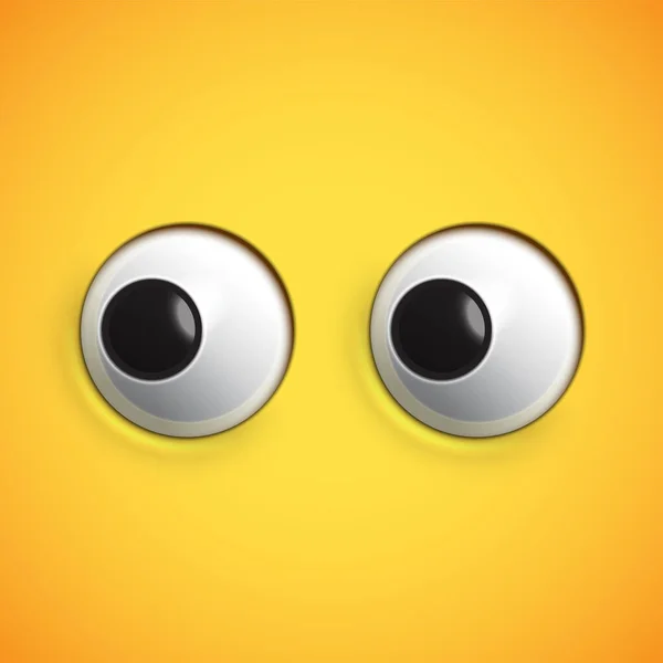 Amarillo ojos emoticones de alto detalle mirando a la izquierda, vector illustra — Vector de stock