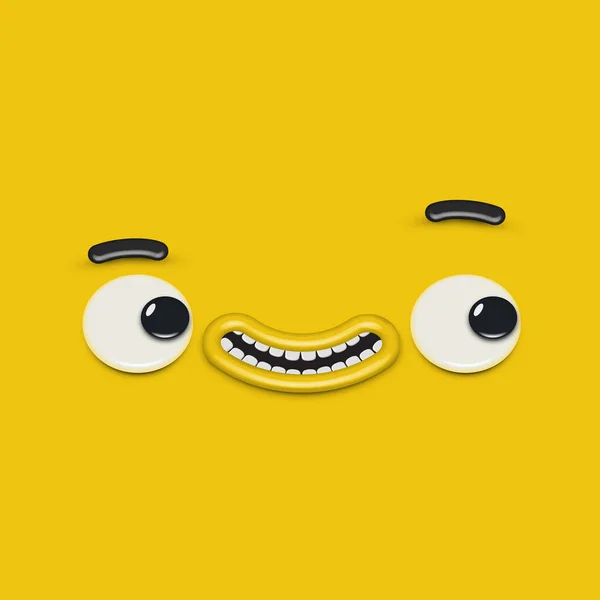 Faccina emoticon giallo ad alto dettaglio, illustrazione vettoriale — Vettoriale Stock