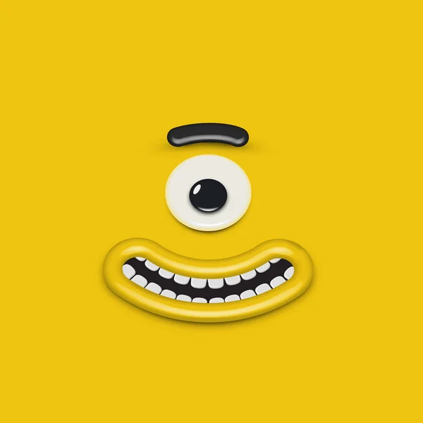 Yellow high-detailed emoticon face, vector illustration — Stock Vector