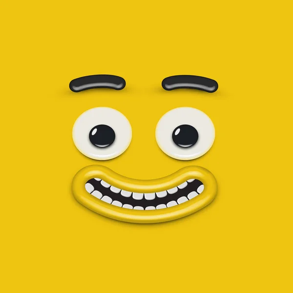 Rosto de emoticon amarelo de alto detalhe, ilustração vetorial —  Vetores de Stock