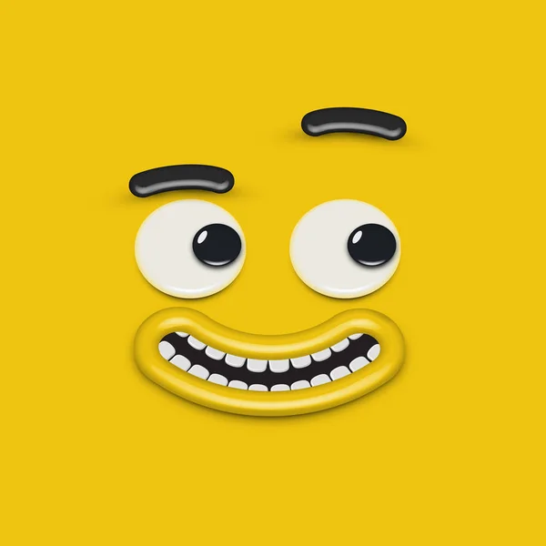Żółta, bardzo szczegółowa emotikonowa twarz, ilustracja wektora — Wektor stockowy