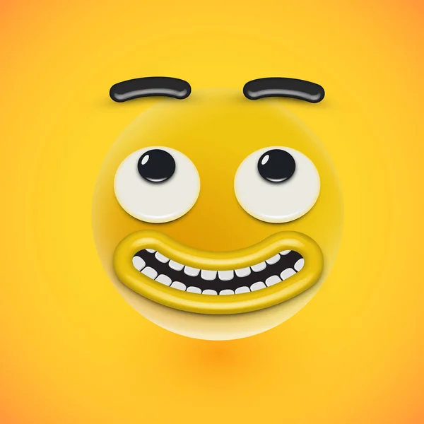 Faccina emoticon giallo ad alto dettaglio, illustrazione vettoriale — Vettoriale Stock