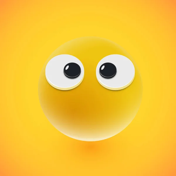 Yellow high-detailed emoticon face, vector illustration — Stock Vector