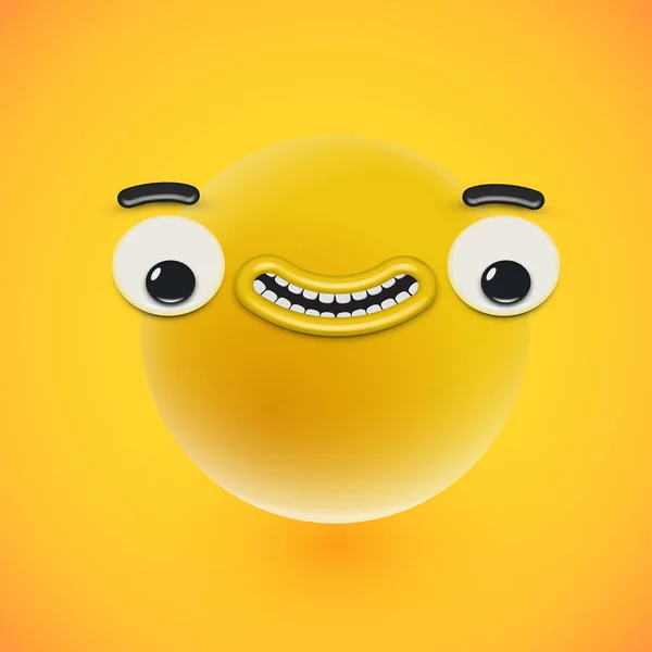 Visage émoticône jaune très détaillé, illustration vectorielle — Image vectorielle