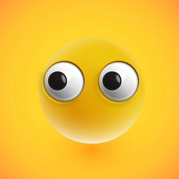 Gelbes hochdetailliertes Emoticon-Gesicht, Vektorillustration — Stockvektor