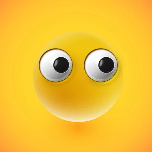 Gelbes hochdetailliertes Emoticon-Gesicht, Vektorillustration — Stockvektor