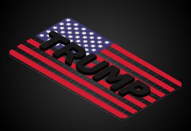 ABD bayrağında 3B izometrik yazı tipi, vektör illüstrasyonuName