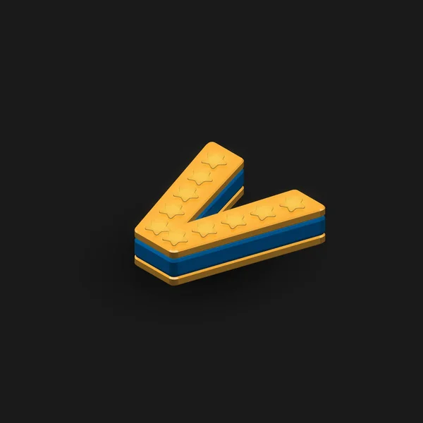 Hochdetaillierte Gold Und Blaue Zeichen Aus Einer Reihe Isometrischer Vektordarstellungen — Stockvektor