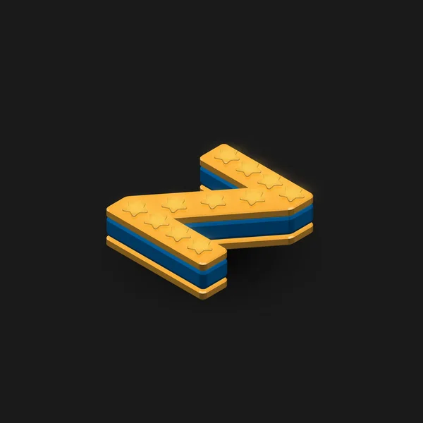 Hochdetaillierte Gold Und Blaue Zeichen Aus Einer Reihe Isometrischer Vektordarstellungen — Stockvektor