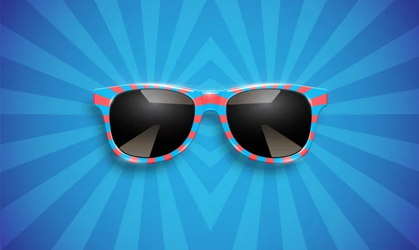 Gafas Sol Rayas Realistas Sobre Fondo Azul Ilustración Vectorial — Vector de stock