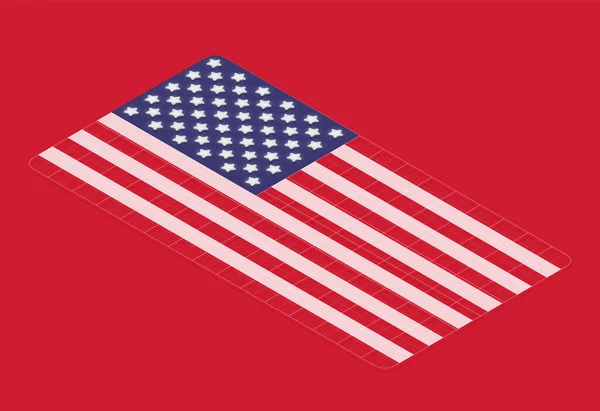 Flagge Der Usa Mit Gittern Isometrische Vektorillustration — Stockvektor