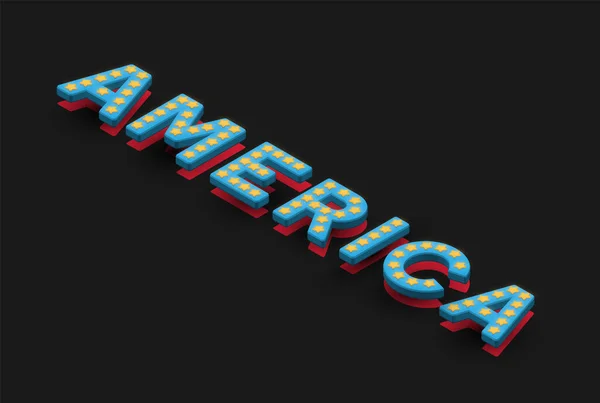 America Schrift Auf Isometrischer Usa Flagge Vektorillustration — Stockvektor