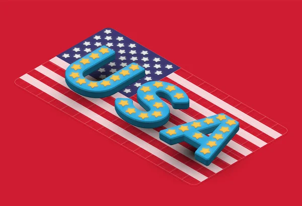 等距美国国旗上的3D Usa 矢量插图 — 图库矢量图片