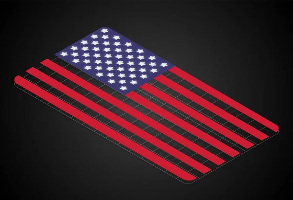 等距美国国旗上的3D America 矢量插图 — 图库矢量图片